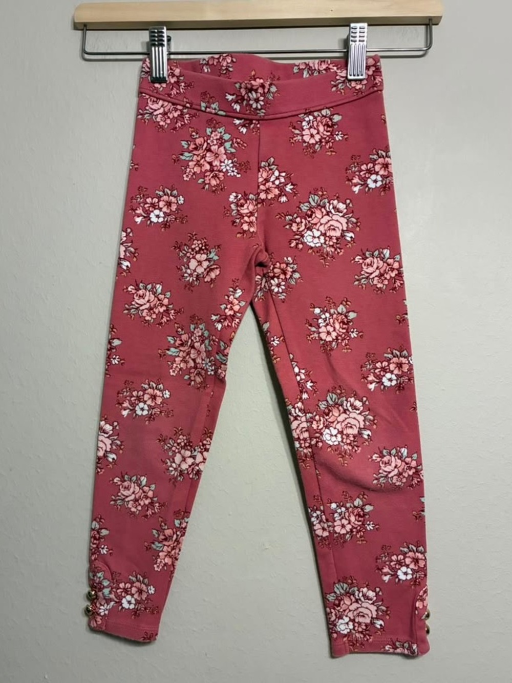Janie and Jack Pink and Floral Print Legging size 5